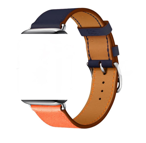 LYXIGT APPLE WATCH LÄDERARMBAND Marinblå/Orange