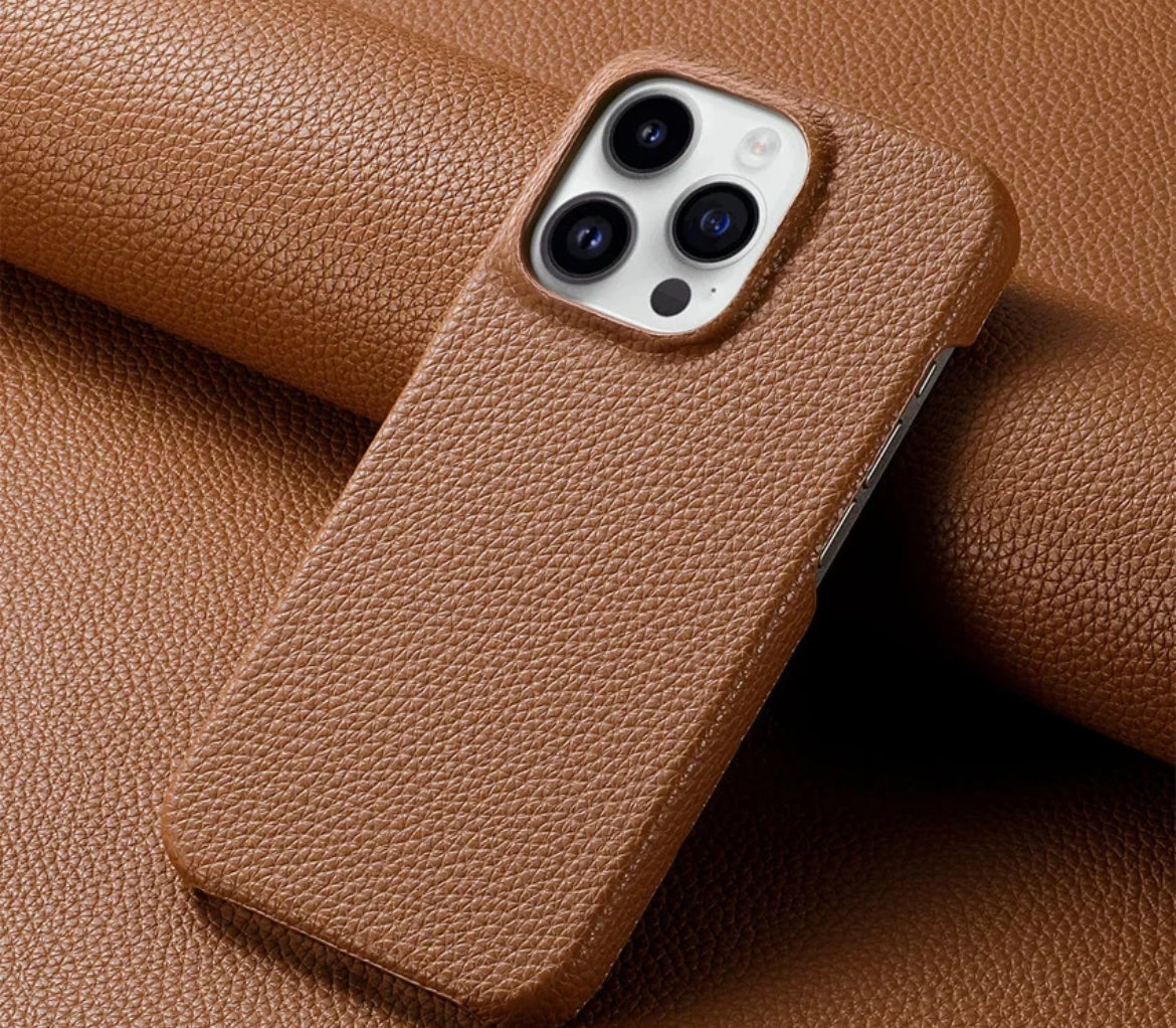 Läderskal till iPhone 15 Pro - Brun