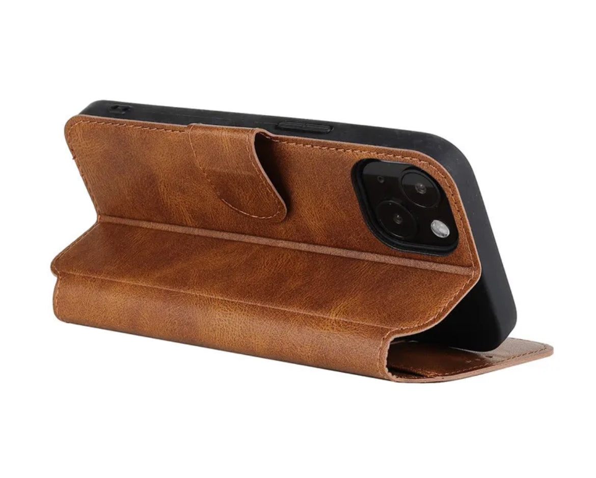 Plånboksfodral för iPhone 16 Pro med korthållare - Brun