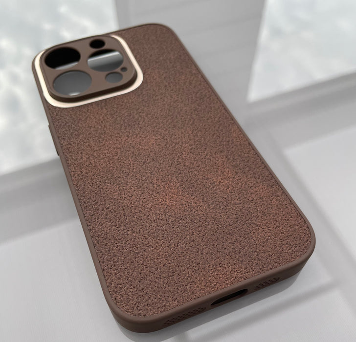 TPU + PU-Läderfodral för iPhone 15 Pro - Stilren Mörkbrun Design