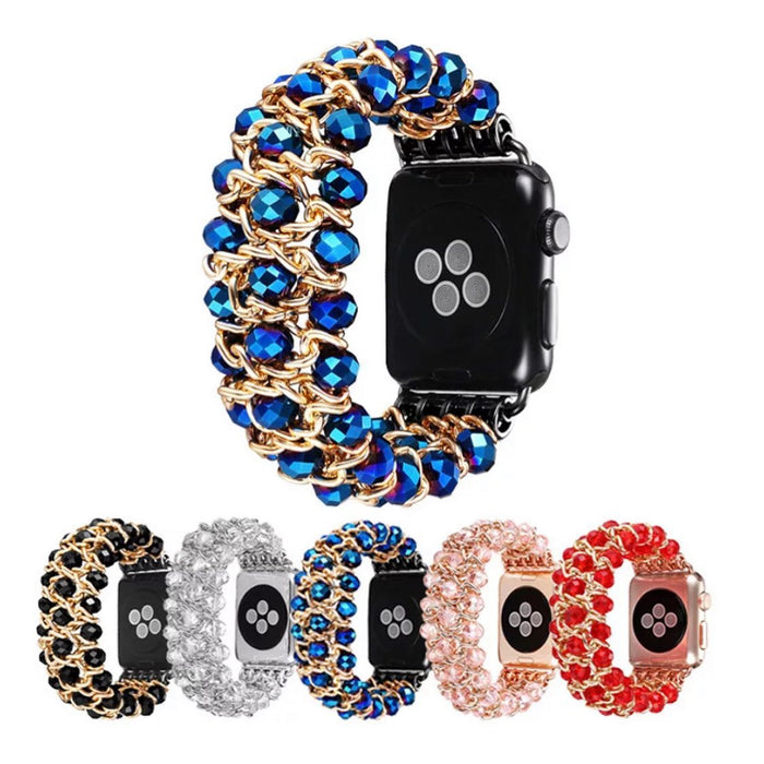 EXOTIC APPLE WATCH BEAD BAND- Navy Blue/Gold