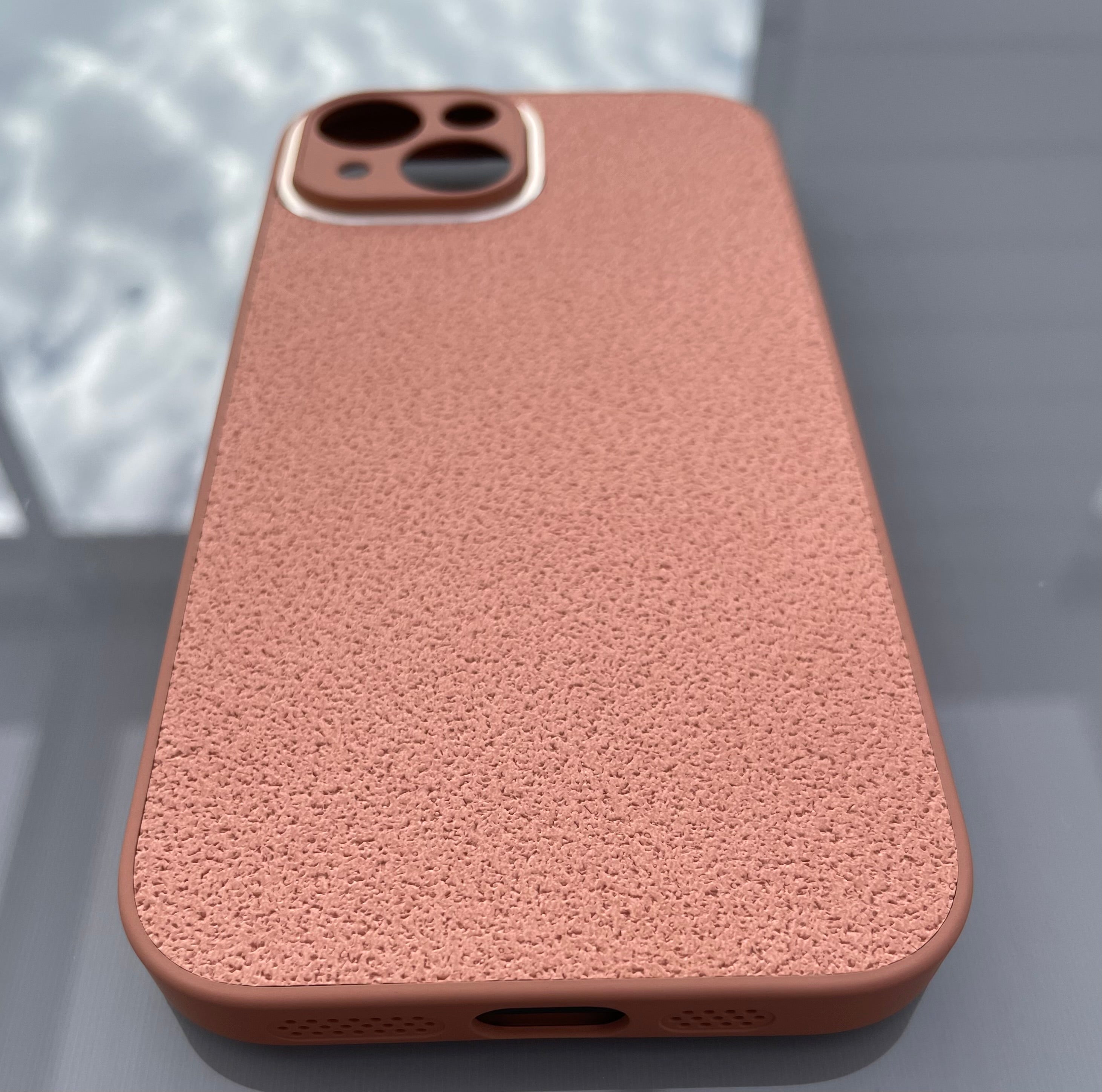 TPU + PU-Läderfodral för iPhone 14 - Stilren Ljusbrun Design