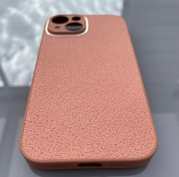 TPU + PU-Läderfodral för iPhone 15 - Stilren Ljusbrun Design