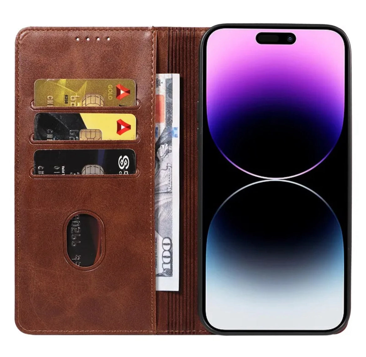 Plånboksfodral för iPhone 16 Pro Max med korthållare - Mörkbrun