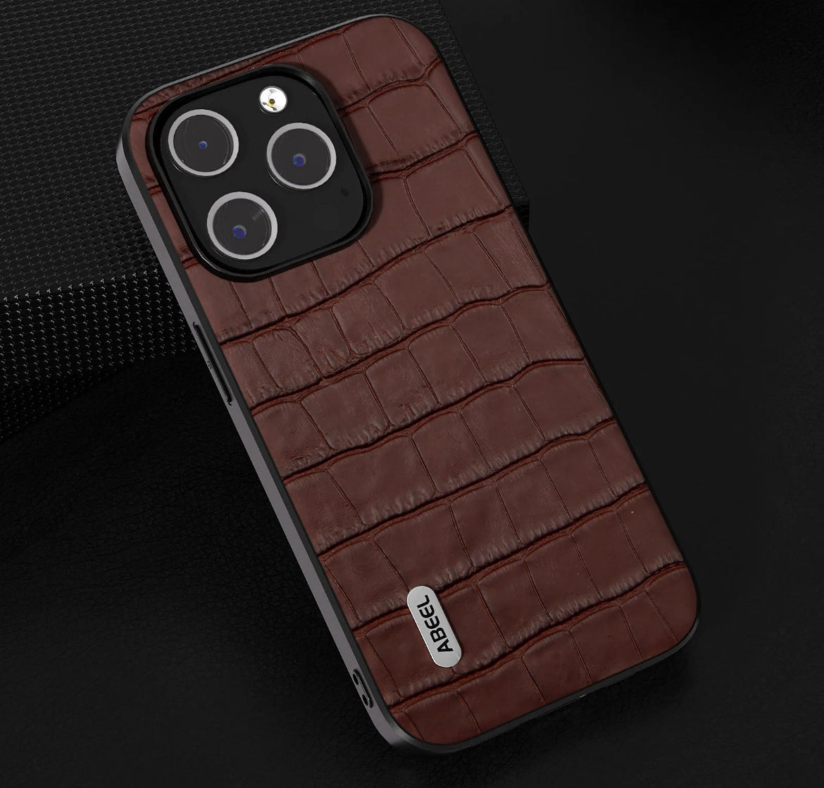 Läderskal Krokodil till iPhone 16 Pro Max - Brun