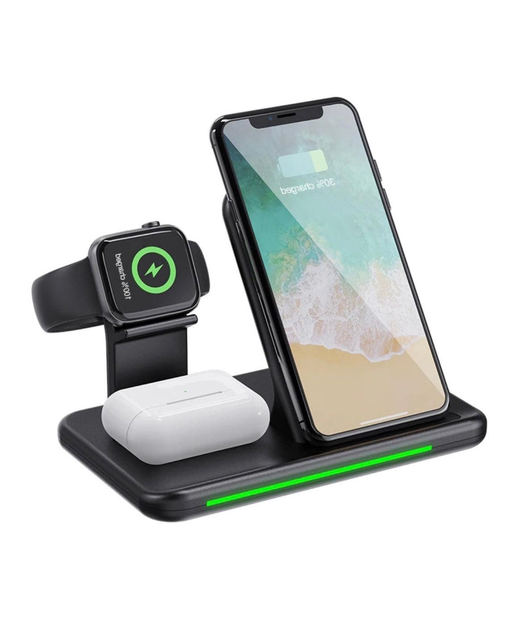 4-i-1 Trådlös Laddare 15W med lampa- Svart - EleganceOfSweden
