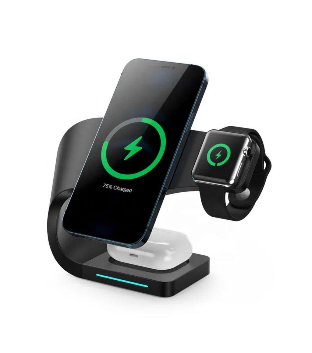 4-i-1 Trådlös Laddare 15W med lampa- Svart - EleganceOfSweden