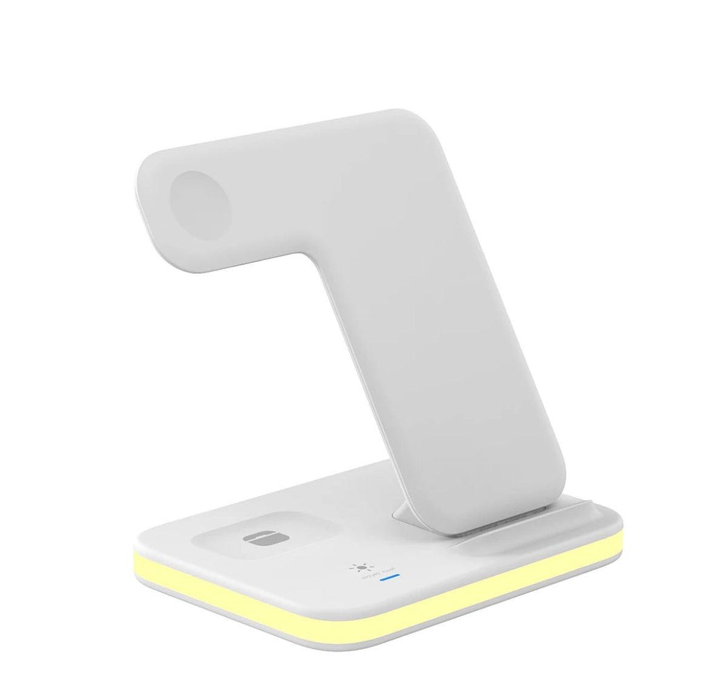 4-i-1 Trådlös Laddare 15W med lampa- Vit - EleganceOfSweden