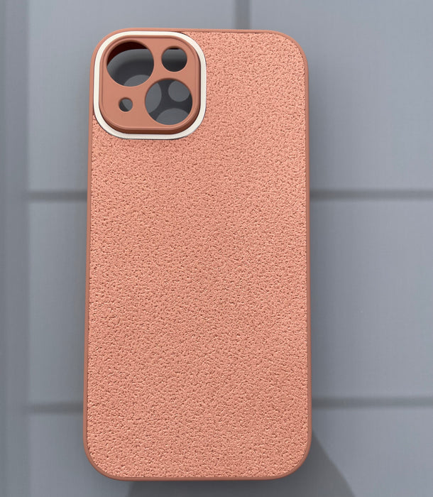 TPU + PU-Läderfodral för iPhone 14 - Stilren Ljusbrun Design