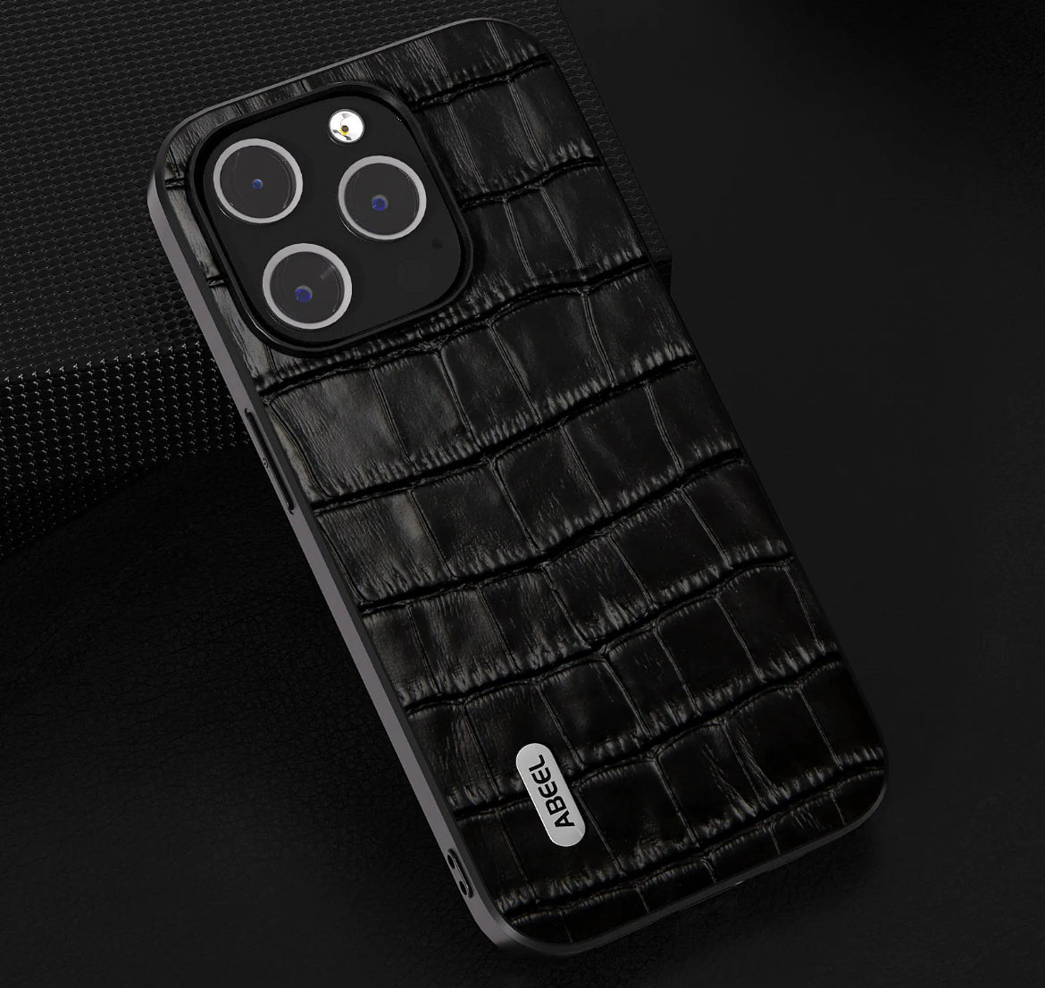 Läderskal Krokodil till iPhone 16 Pro Max - Svart