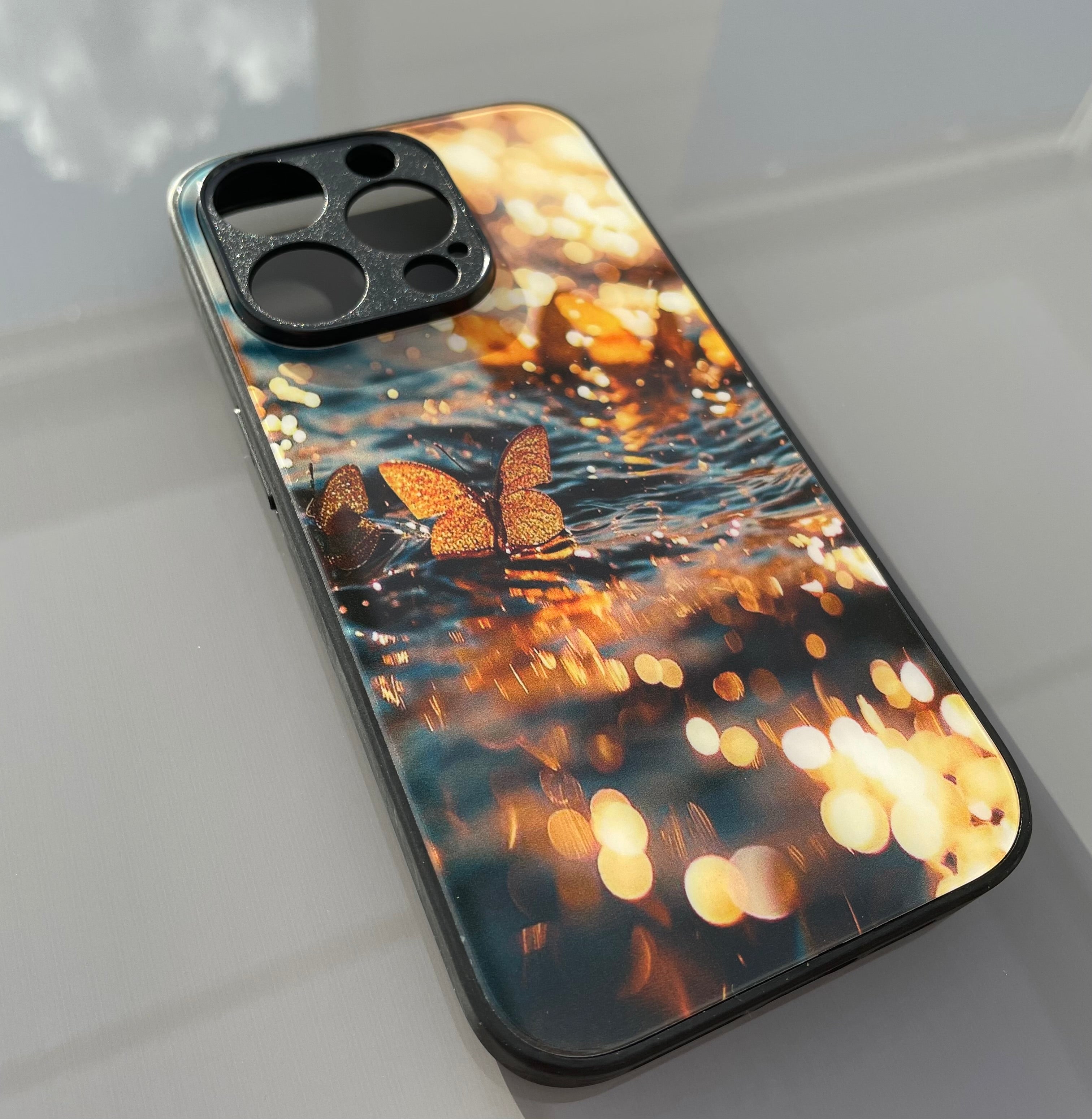 iPhone 14 Pro - Mobilskal av baksida av härdat glas - Fjärilar