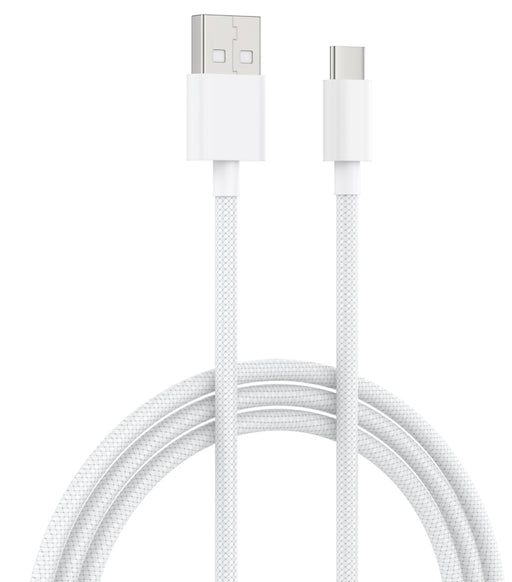 Flätad kabel USB-A till USB-C, 2.0A, 1.2m-Vit