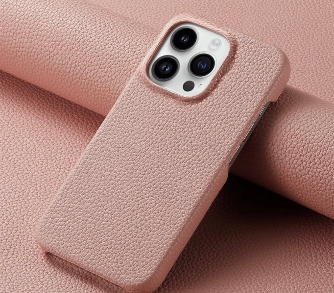 Läderskal till iPhone 15 Pro - Rosa