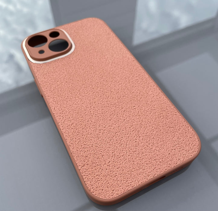 TPU + PU-Läderfodral för iPhone 14 - Stilren Ljusbrun Design