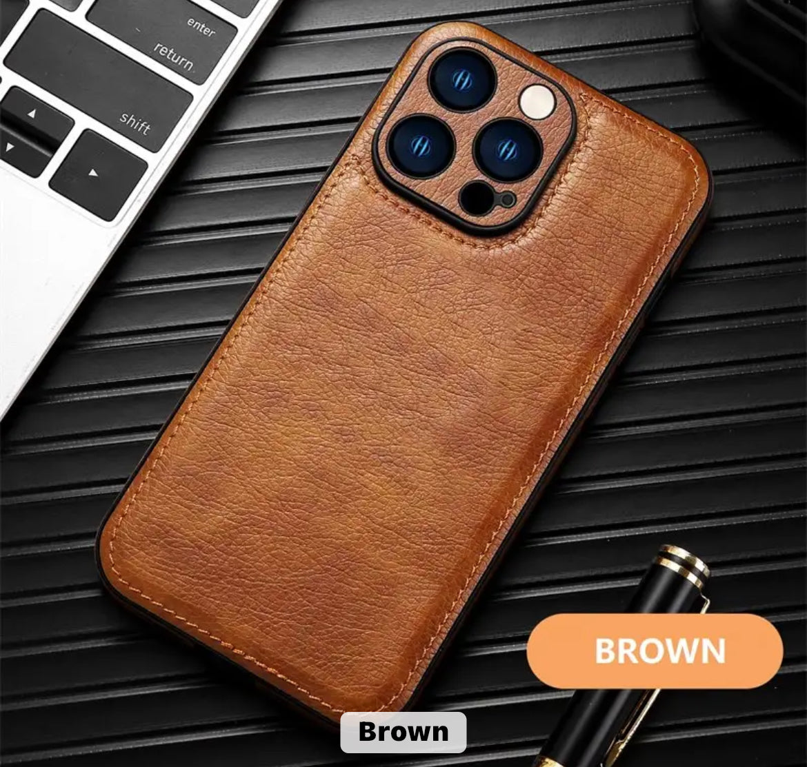 Läderfodral för iPhone 15 - Stilren Brun Design för Elegans och Skydd