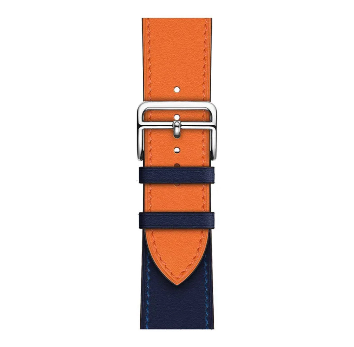 LYXIGT APPLE WATCH LÄDERARMBAND Marinblå/Orange