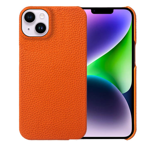 Läderskal till iPhone 15- Orange