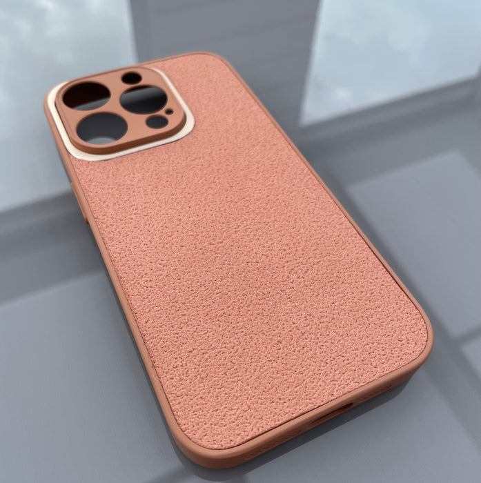 TPU + PU-Läderfodral för iPhone 15 Pro - Stilren Ljusbrun Design