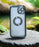 Skyddande iPhone 14 Skal med Kameraskydd: Transparent med Blå Chrome Contour