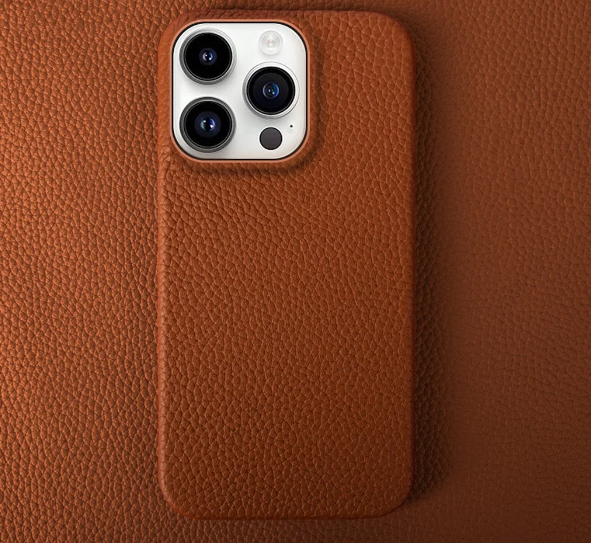 Läderskal till iPhone 15 Pro - Brun