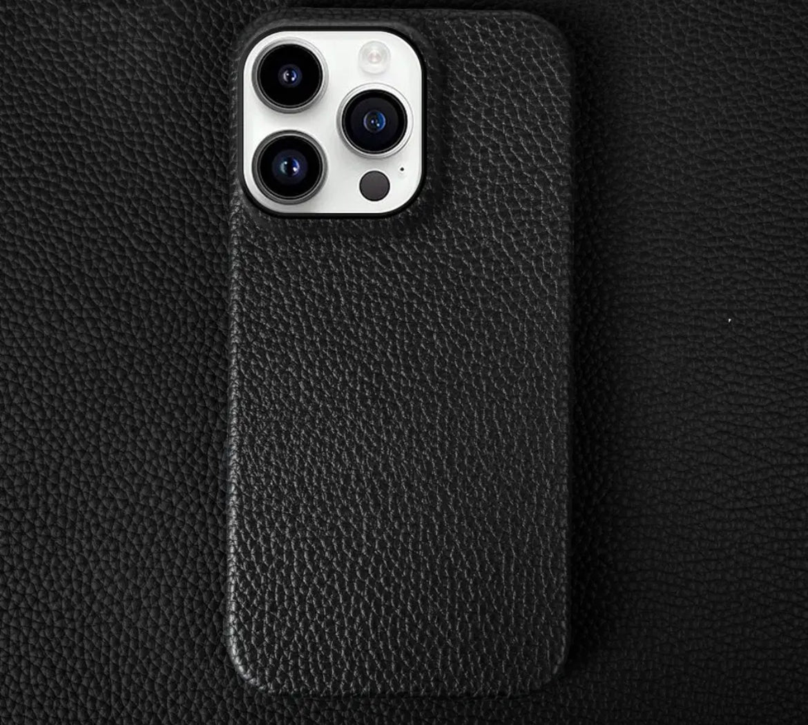 Läderskal till iPhone 15 Pro - Svart