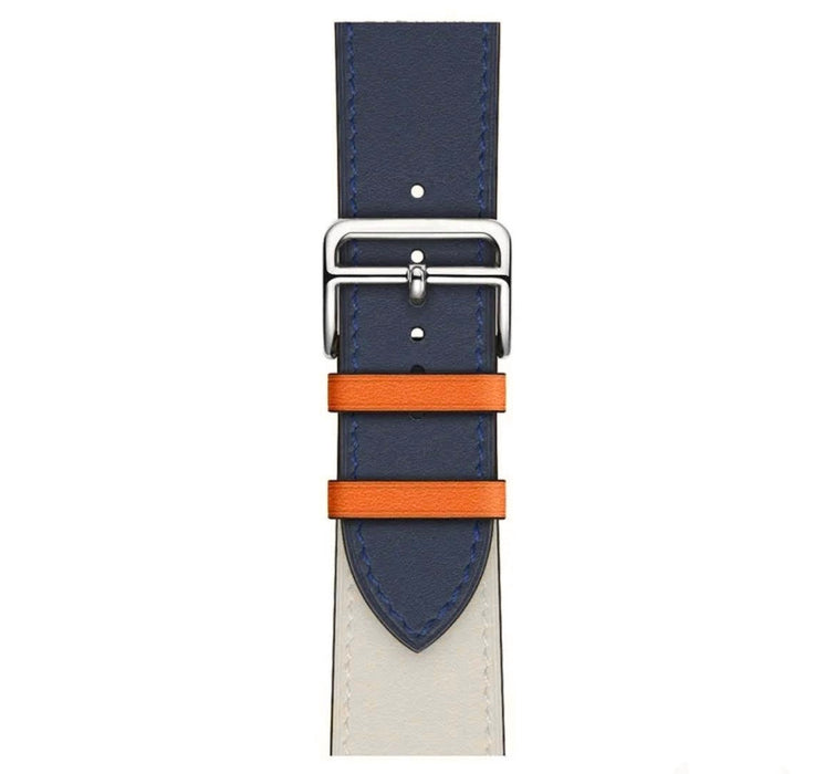 APPLE WATCH LEATHER BRACELET MODERN Blue/White