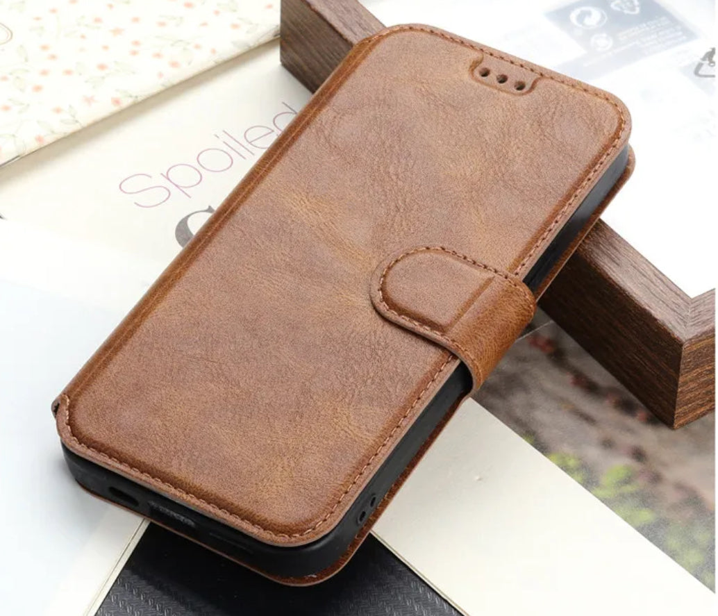 Plånboksfodral för iPhone 16 Pro med korthållare - Brun