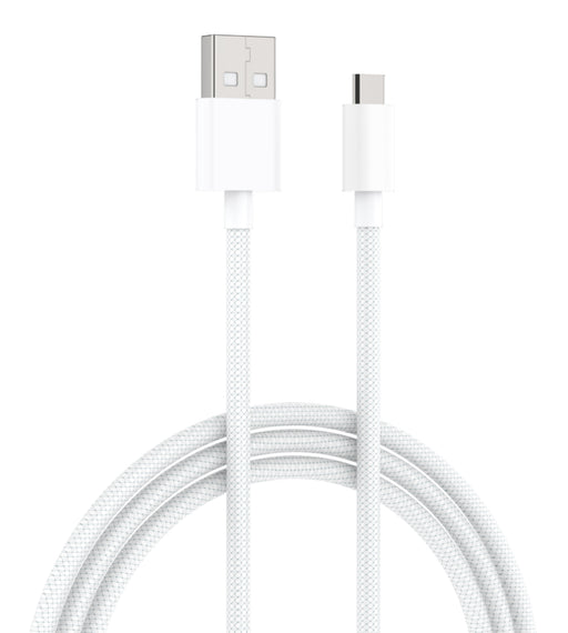 Flätad kabel USB-A till Micro-USB, 2.0A, 1.2m-Vit