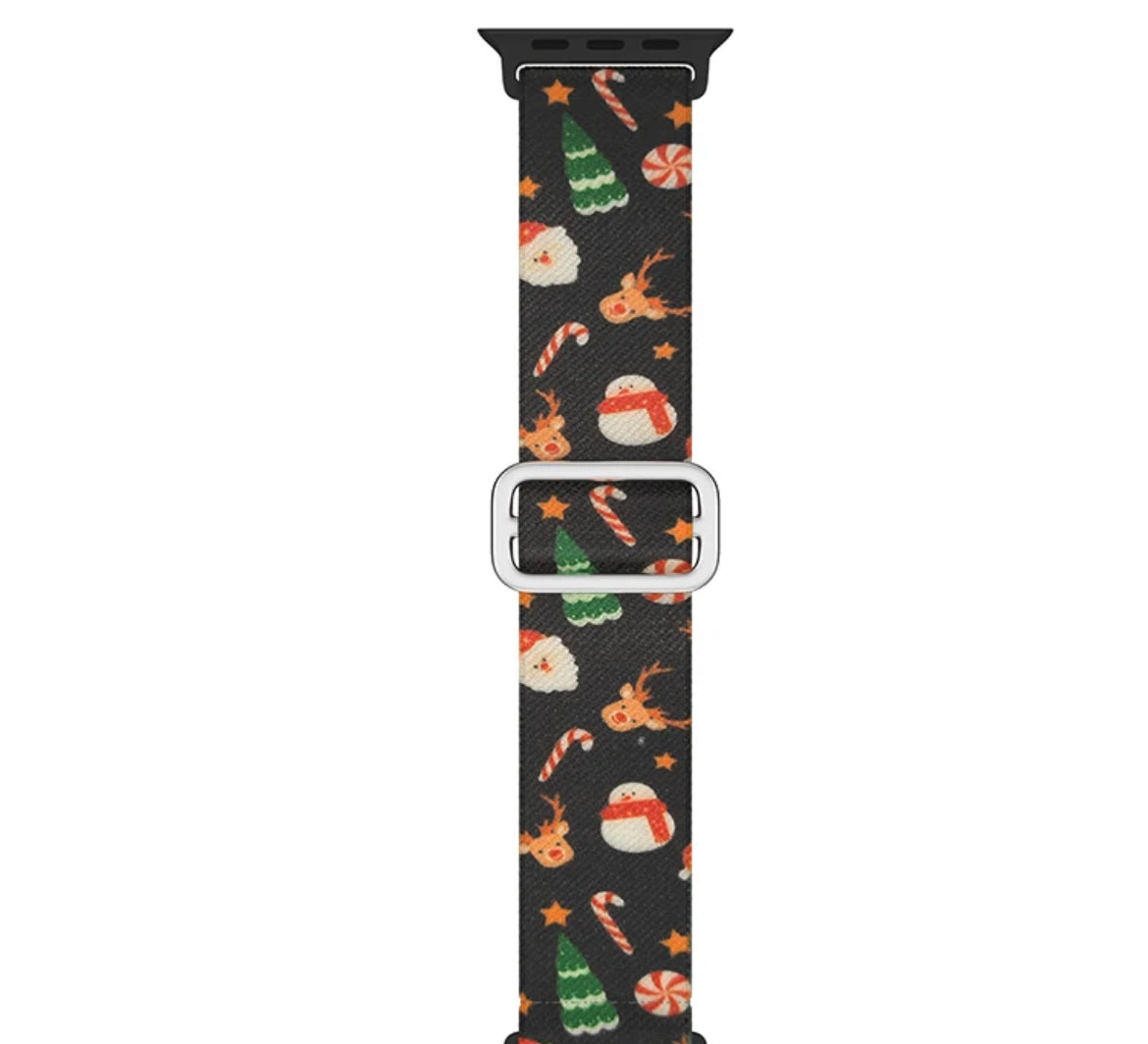 Apple Watch Nylonarmband Jularmbad-svart/ Snögubbe