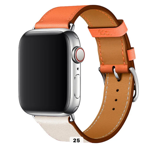 LYXIGT APPLE WATCH LÄDERARMBAND Orange/Vit