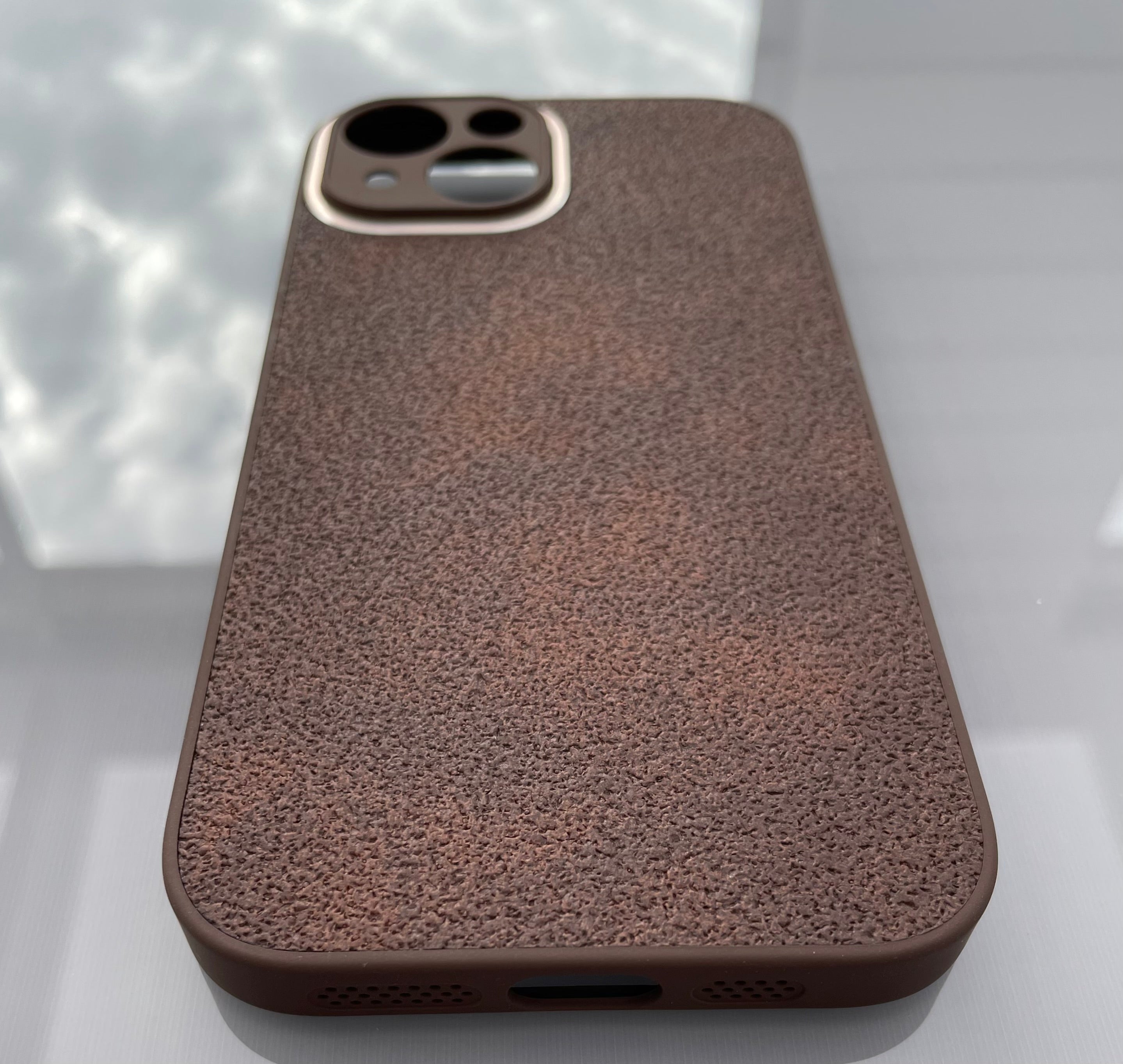 TPU + PU-Läderfodral för iPhone 14 - Stilren Mörkbrun Design