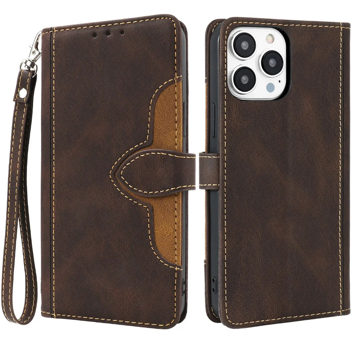 Plånboksfodral för iPhone 16 Pro med korthållare - Mörkbrun