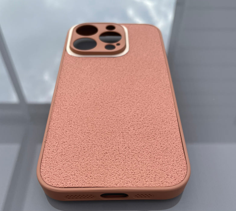 TPU + PU-Läderfodral för iPhone 14 Pro - Stilren Ljusbrun Design