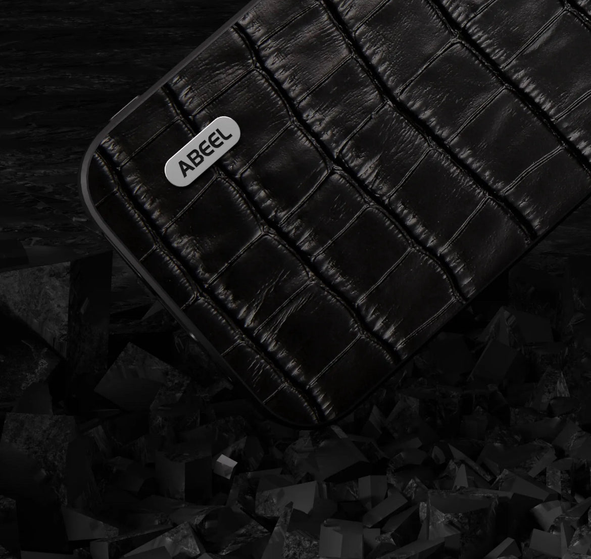 Läderskal Krokodil till iPhone 16 Pro Max - Svart