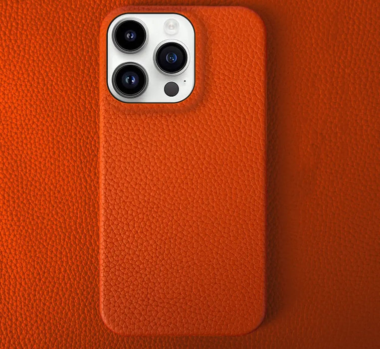 Läderskal till iPhone 15 Pro- Orange