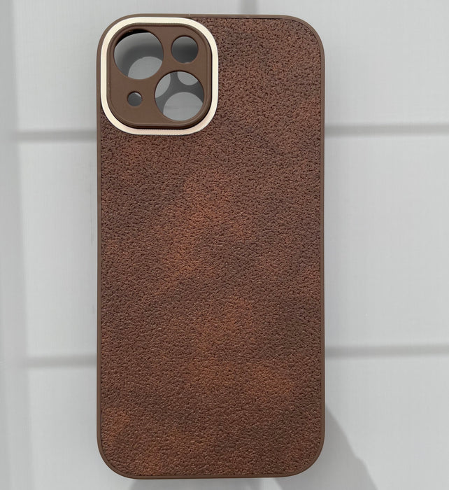 TPU + PU-Läderfodral för iPhone 14 - Stilren Mörkbrun Design