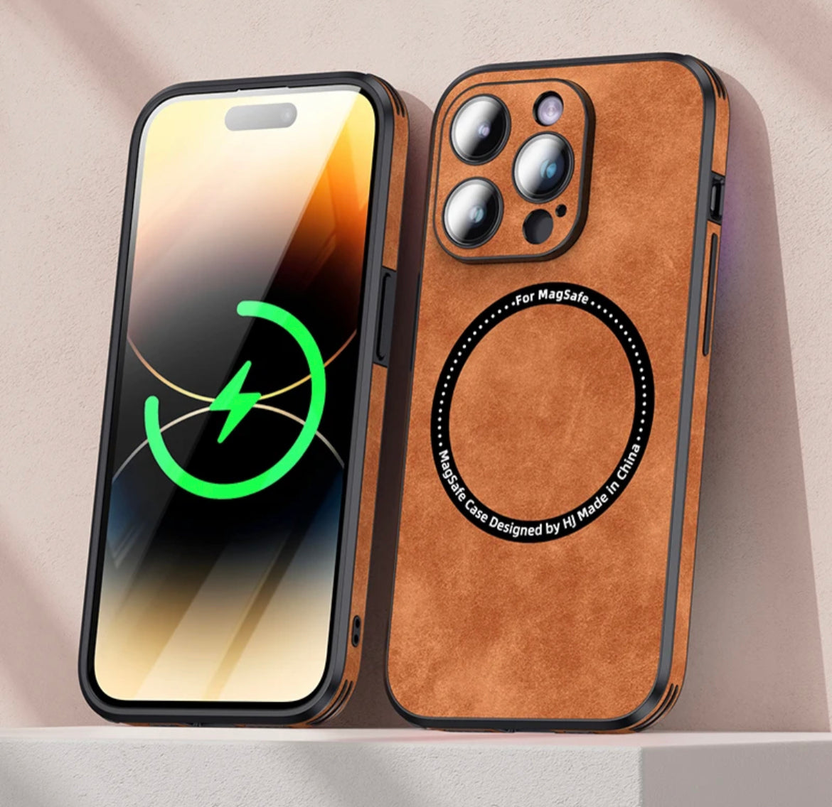 Läderfodral för iPhone 15 Plus - Stilren Brun Design för Elegans och Skydds