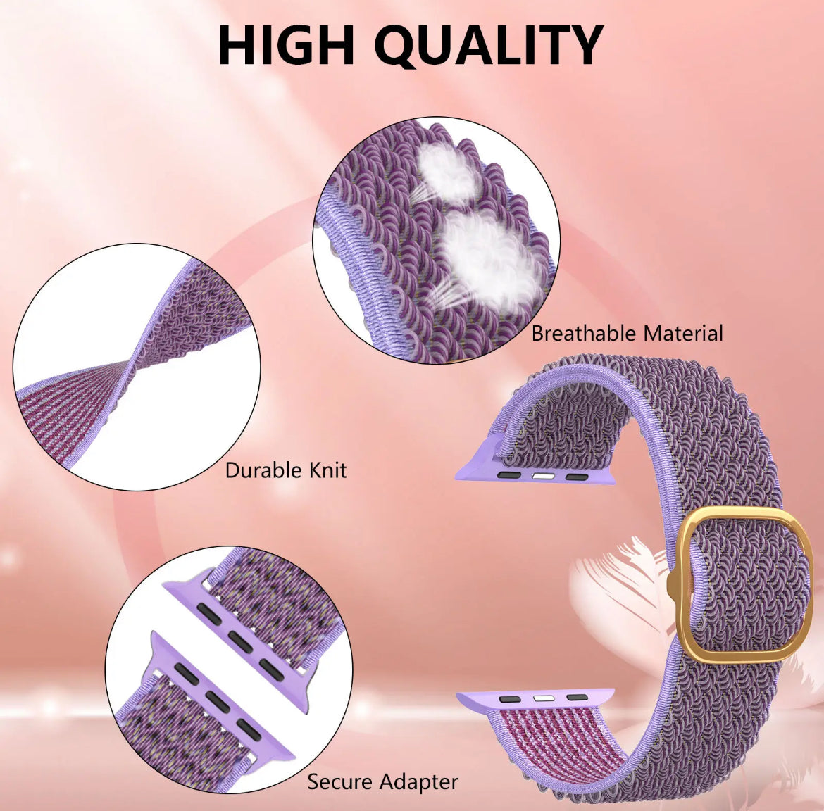 Nylon Armband Justerbart Apple Watch - Lila