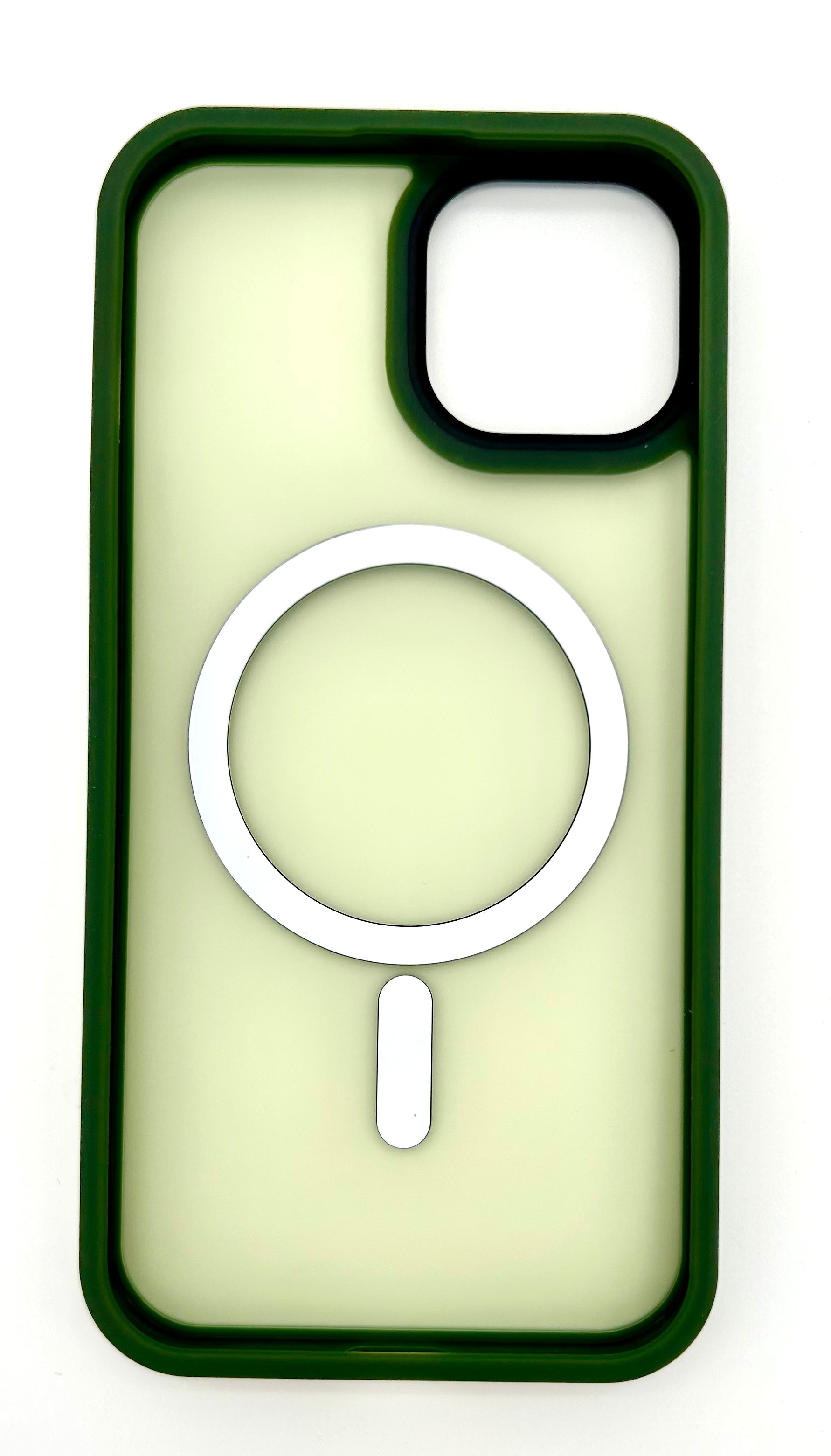 Magnetiskt Trådlöst Laddningsfodral för iPhone 14 Plus- Supertunt Stöttåligt Skydd med Transparent Baksida i Grönt