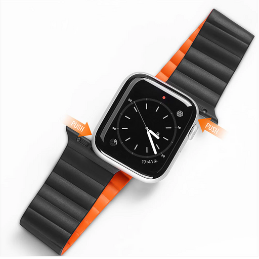 Magnetisk Silikon Armband Apple Watch- Svart/Orange