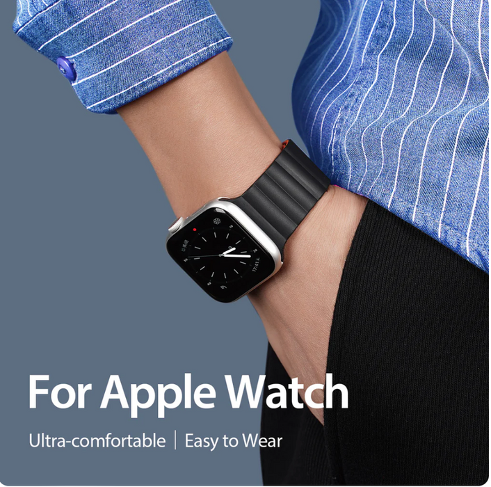 Magnetic Silicone Bracelet Apple Watch - Black/Orange