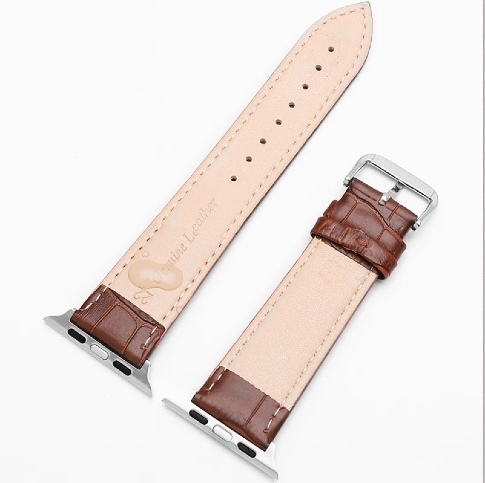 APPLE WATCH ARMBAND/ KLASSISK LÄDERARMBAND MED KROKODILMÖNSTER-BRUN