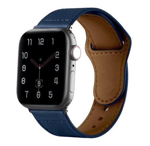 Äkta Läderarmband till Apple Watch – Marinblå
