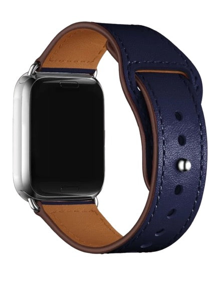 Läderarmband till Apple Watch – Marinblå