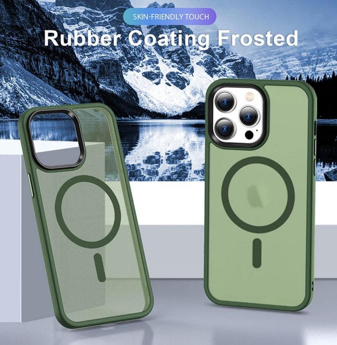 Magnetiskt Trådlöst Laddningsfodral för iPhone 13 - Supertunt Stöttåligt Skydd med Transparent Baksida i Grönt