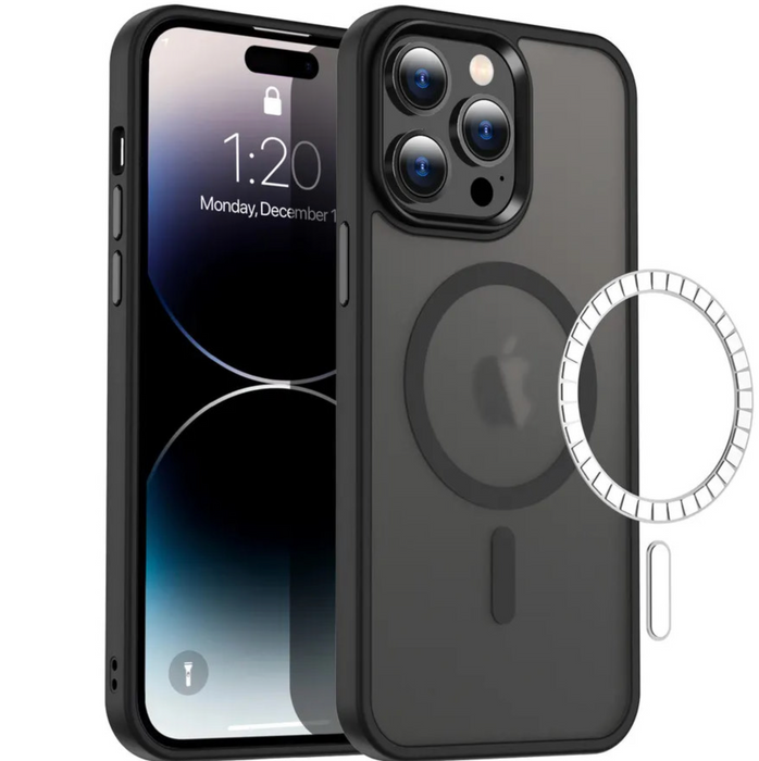 Magnetiskt Trådlöst Laddningsfodral för iPhone 14 - Supertunt Stöttåligt Skydd med Transparent Baksida i Svart