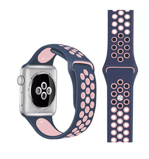 Hollow Silicone Bracelet Apple Watch NAVY BLUE/PINK