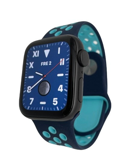 Ihåligt Silikon Armband Apple Watch   MARINBLÅ/TURQUOISE
