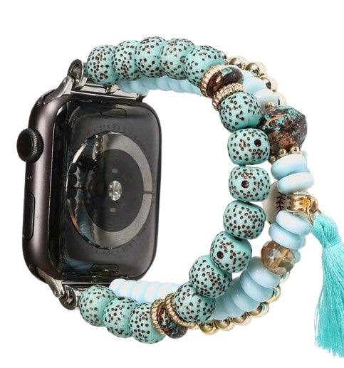 Handgjort Pärlarmband för Apple Watch - Turquoise Sands Boho Design