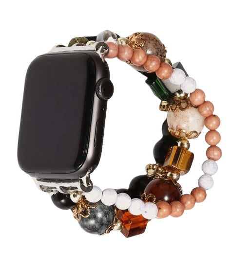 Handgjort Pärlarmband med Ädelstenar för Apple Watch, Mystic Earth Boho Design